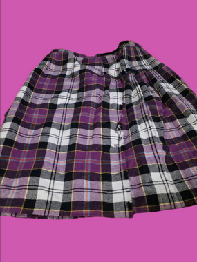 4/$67 Deal! Vintage Purple, White and Black Plaid A-Line Skirt